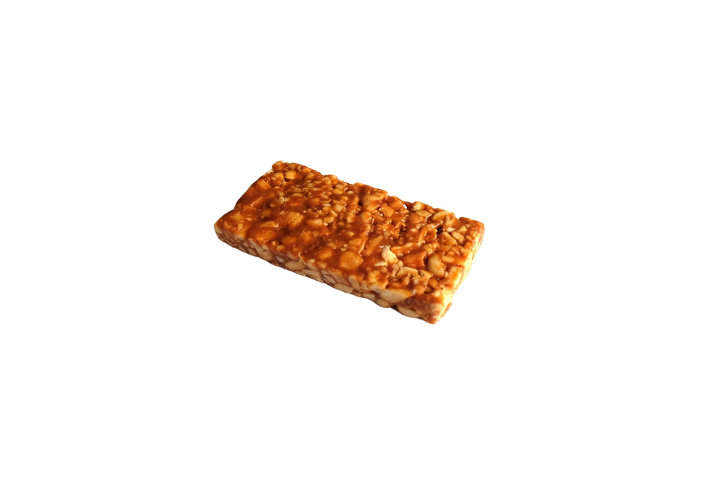 Rectangular granola bar on a white background
