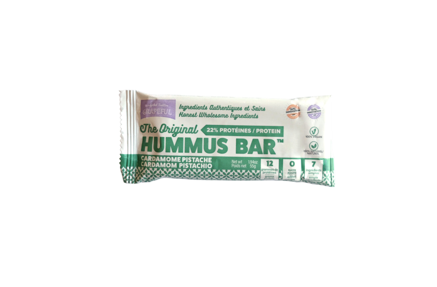 Hummus bar packaging on a white background